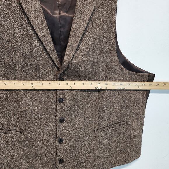 Madison Wool Vest Waistcoat Mens XXL Brown Pockets Button Front Western Business - Picture 6 of 8